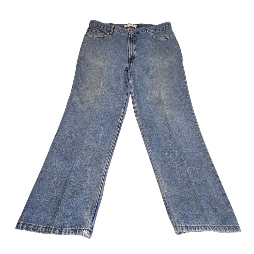Levi's Men's 550 Relaxed Fit Jeans 42X32 Distressed Stone Wash Blue Denim